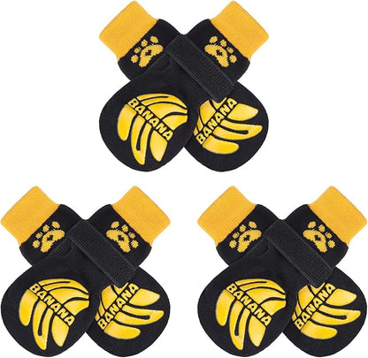 BEAUTYZOO Anti-Slip Dog Socks,Dog Shoes for Hot/Cold Pavement,Paw Protectors with Grips 3 Pairs for Puppy Small Medium Large Senior Old Dogs,Dog Socks to Prevent Licking and Hardwood Floor Protection
