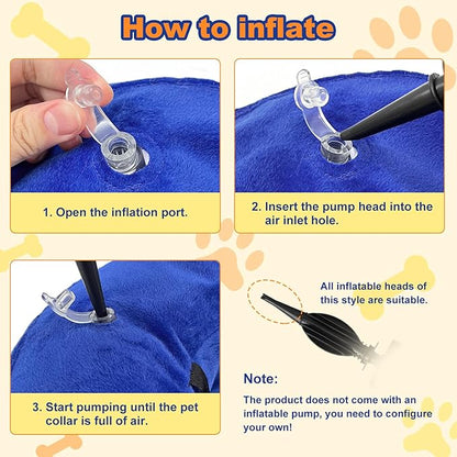 Dog Cone Collar with Enhanced Anti-Licking, Inflatable Dog Cone After Surgery, Adjustable Size with Soft Padding for Small Medium Large Dogs - Blue/XL
