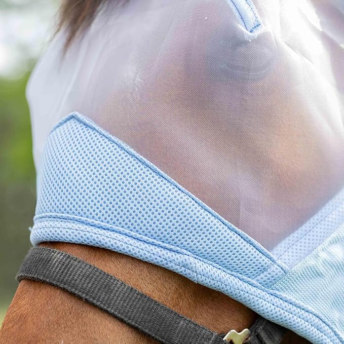 Equinavia Algard Soft Mesh Horse Fly Mask with Ear Protection and 45 UPF Rating | No Eye Irritation &amp; UV Protection - Light Blue - Pony
