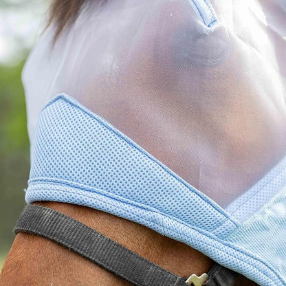 Equinavia Algard Soft Mesh Horse Fly Mask with Ear Protection and 45 UPF Rating | No Eye Irritation &amp; UV Protection - Light Blue - Warmblood