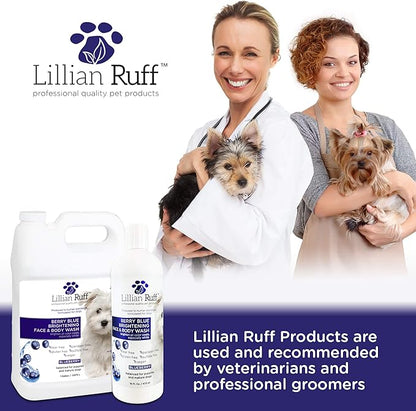 Lillian Ruff PRO Formula Berry Blue Brightening Pet Shampoo - Ultra-Hydrating Professional Whitening Dog Shampoo, Vivid Show-Quality Coat Enhancer, Tear Stain &amp; Odor Eliminator - Vitamin B5 (Gallon)