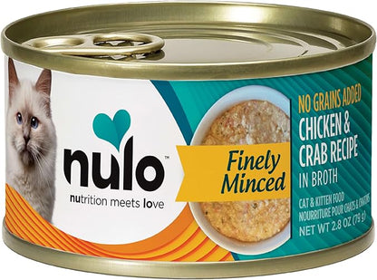 Nulo Finely Minced Chicken &amp; Crab Flavor Wet Canned Cat Food, 2.8 Ounce (Pack of 12)