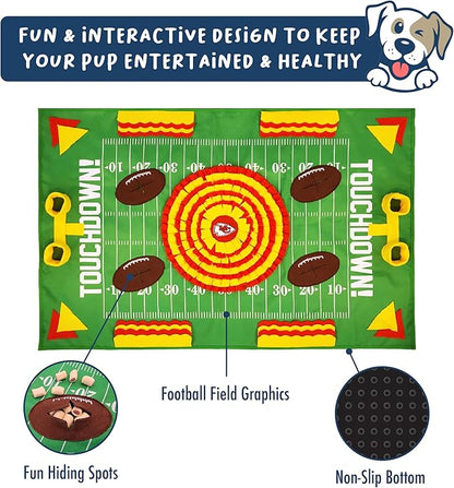 NFL Kansas City Chiefs Dog Snuffle Mat – Interactive Pet Slow Feeder, Football Field Design Food Puzzle Toy for Dogs &amp; Cats, Foraging Activity Mat for Smarter Feeding