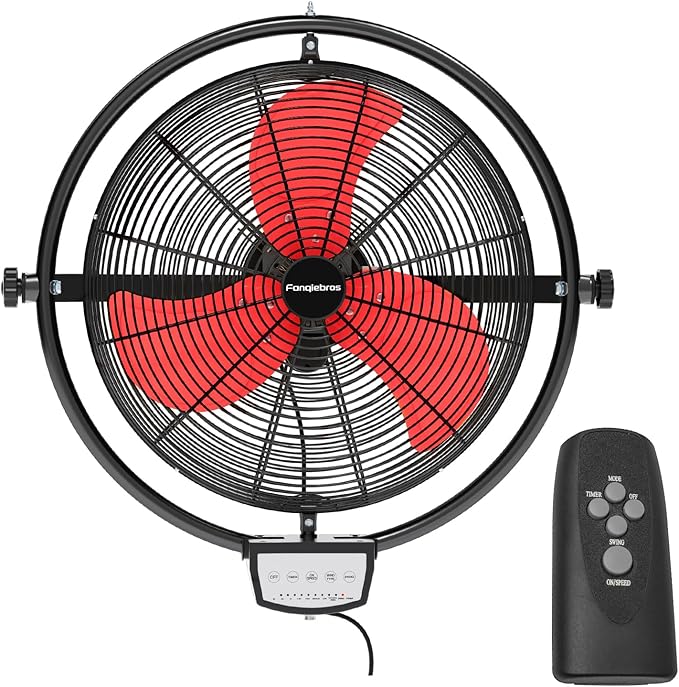 20 IN 5500 CFM Remote Control Wall Mount Fan, 3 Speed High Velocity Wall Fan with Timer, Oscillation &amp; Tilting, Air Circulator for Garage, Commercial, Greenhouse, Warehouse &amp; Gazebo Use, UL Listed