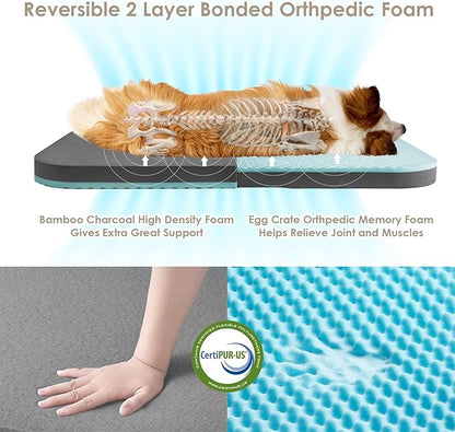 EHEYCIGA Foldable Human Dog Bed, Orthopedic Memory Foam Human Sized Dog Bed, Waterproof Pet Bed for People, Faux Fur Pet Couch for Adult, Brown, 72"x44"x11"