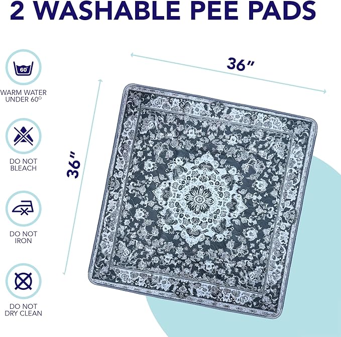 Washable Pee Pads for Dogs - Super Absorbent Reusable Puppy Training Pads - 100% Waterproof, Leak-Proof &amp; Non-Slip Whelping Pads for Pet Housebreaking