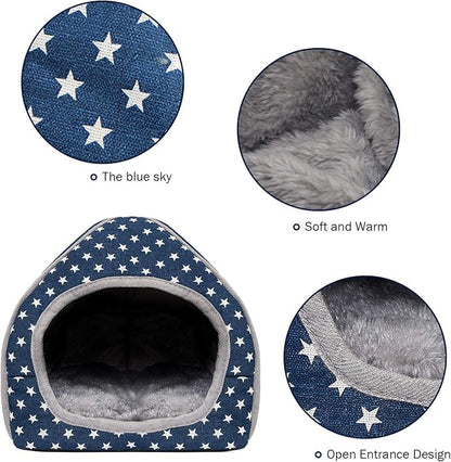 BWOGUE Guinea Pig House Bed Cozy Hamster Cave Large Hideout for Dwarf Rabbits Hedgehog Bearded Dragon Winter Nest Hamster Cage Accessories