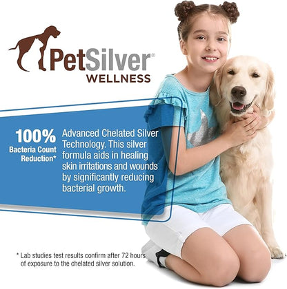 PetSilver Wound &amp; Skin Spray - Dog Wound Spray, Hot Spot, Allergy Relief for Dogs, Itch Spray for Cats - Natural Skin Soother - Chelated Silver, Superior to Colloidal Silver - Made in USA - 8 fl oz