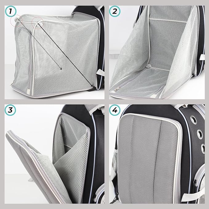 Lollimeow Cat Carrier Backpack, Bubble Dual Expandable Backpack Carrier, Pets and Small Dogs,Airline-Approved, Designed for Travel, Hiking, Walking &amp; Outdoor Use (Dual Expandable-Black)
