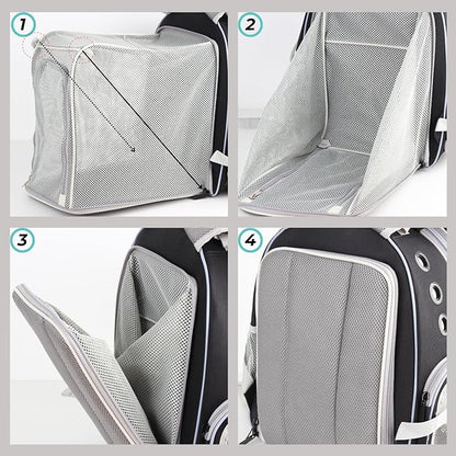 Lollimeow Cat Carrier Backpack, Bubble Dual Expandable Backpack Carrier, Pets and Small Dogs,Airline-Approved, Designed for Travel, Hiking, Walking &amp; Outdoor Use (Dual Expandable-Black)