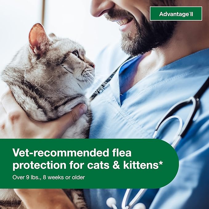 Advantage II Small Cat Vet-Recommended Flea Treatment &amp; Prevention | Cats 5-9 lbs. | 12-Month Supply