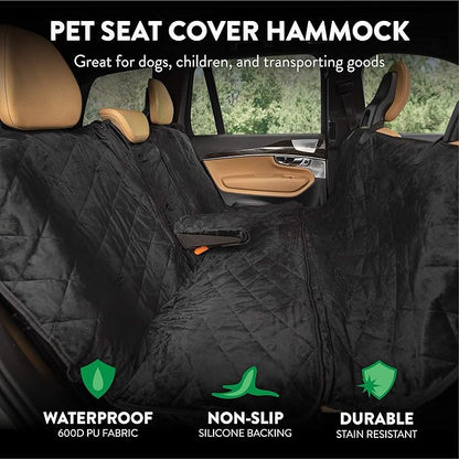 Plush Paws Products Velvet Convertible Rear Seat Cover | Durable Diamond Stitching | Washable &amp; Waterproof Back Seat Cover | Car, Truck &amp; SUV | Nonslip, Tear Resistant Protection | X-Large Charcoal