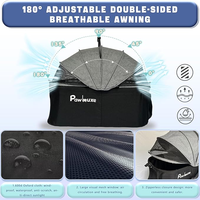4 Wheels Pet Stroller 4 in 1 Pet Stroller with Detachable Carrier for Small &amp; Medium Dogs Cats up to 55 lbs Easy-Folding Travel Dog Wagon with Car Seat Breathable Mesh,Blue Cartoon