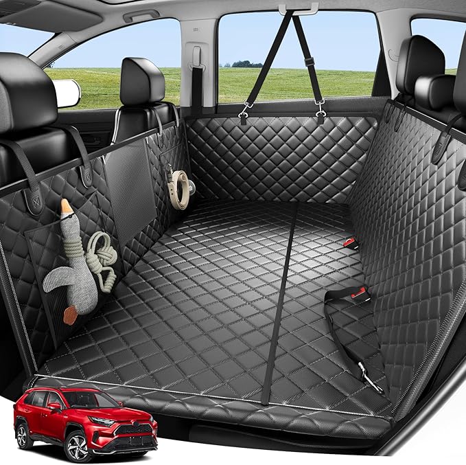 Zanch 2025 Upgraded Dog Car Seat Cover, 400 lbs Heavy Duty Hard Bottom, Waterproof &amp; Anti-Scratch Back Seat Protector, Nonslip Pet Hammock Extender for Cars, SUV, Trucks, Standard-Black