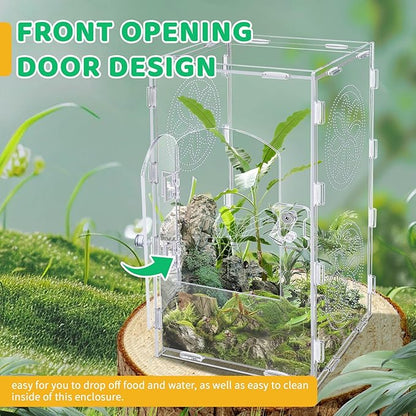 Jumping Spider Enclosure, 12x6x6 Inch Acrylic Tarantula Enclosure, Jumping Spider Accessories with Front Opening Door