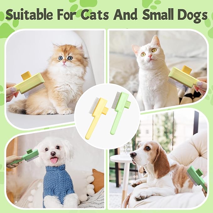 Flea Comb for Cats &amp; Dogs Brush for Shedding Self Cleaning Pet Comb Lice Comb with Long &amp; Short Stainless Steel Teeth Pet Hair Removal Tool 2025