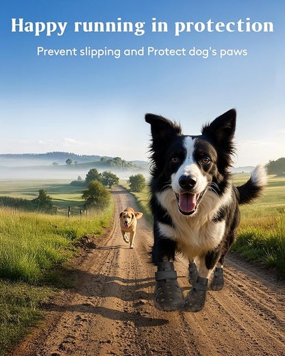Dog Shoes for Hot Pavement, Breathable Dog Boots Paw Protectors with Adjustable Straps &amp; Non-Slip Sole, Easy On &amp; Off, Waterproof, Easy-Cleaning (Black, S)