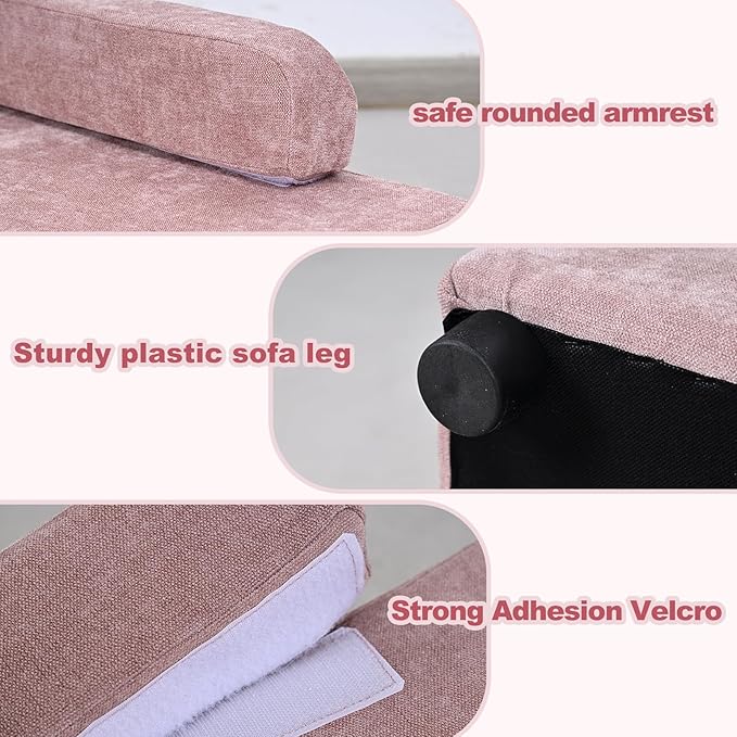 AFBKSS&amp;BB Pet Sofa with Hidden Storage for Puppy and Cat,Linen Fabric Dog Sofa,Cat Couch with Wooden Frame (Pink)