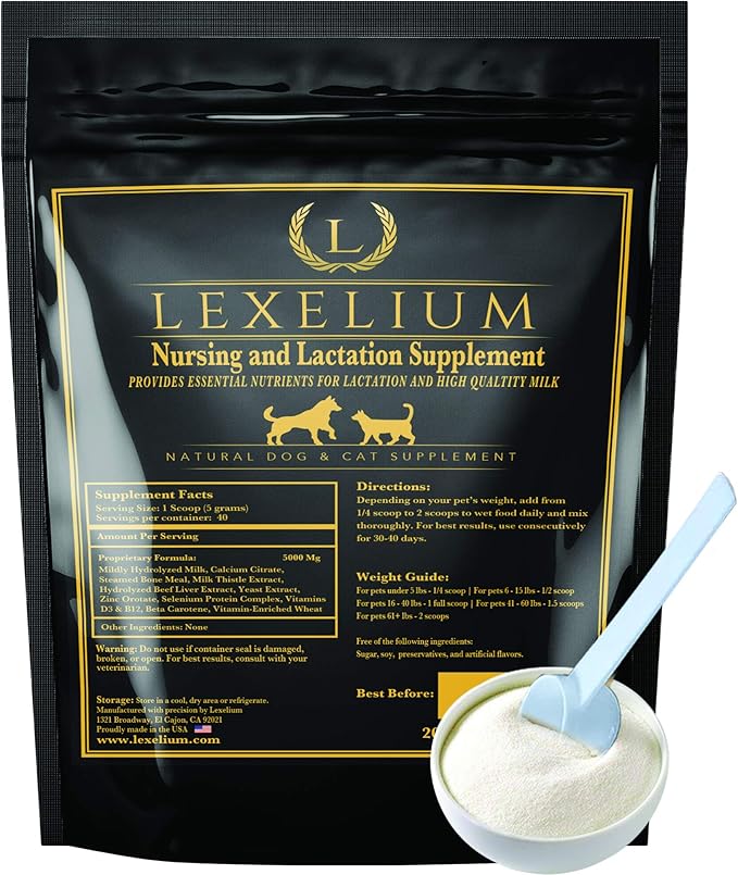 Nursing Supplement and Vitamins for Nursing Dogs and Cats - Nursing, Lactation and Recovery Supplement for Breeders - Muscle &amp; Mental Development for Puppies and Kittens - 200g