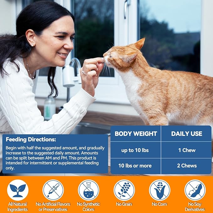 Cat Allergy Relief Chews 200 pcs - Cat Itchy Skin &amp; Paw Licking Relief - Omega 3 &amp; Probiotic for Cats - Anti-Itch Relief for Skin &amp; Coat Health, Immune Support, Seasonal Allergies - Chicken Flavor