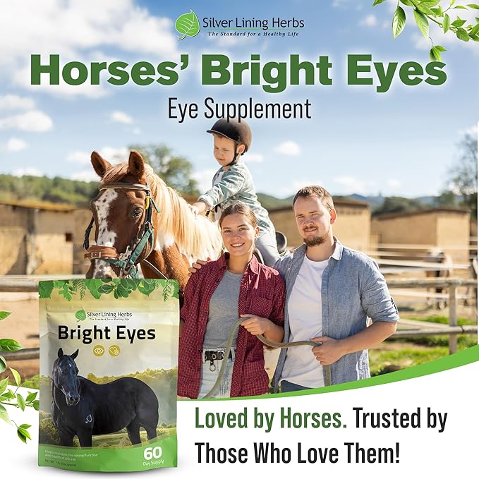 Silver Lining Herbs Bright Eyes Vitamins - Horses Eye Supplements to Support Capillary Health, Great Vision, &amp; Overall Eye Health - Plant-Based Herbal Horse Supplements - 1 lb 60-Day Supply