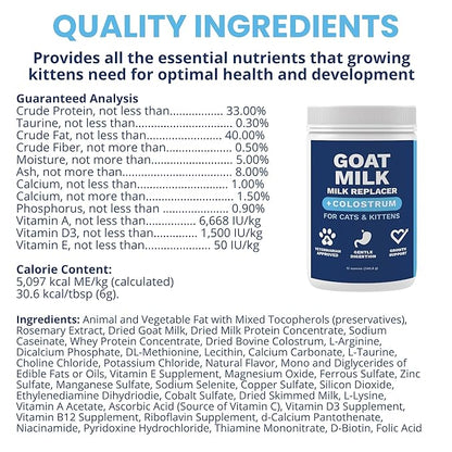 Under the Weather Kitten Milk Replacement Powder + Colostrum for Cats &amp; Kittens | Goat Milk Replacer Powder | Goat-Based Formula with Colostrum for Immune &amp; Digestive Support - 12 oz