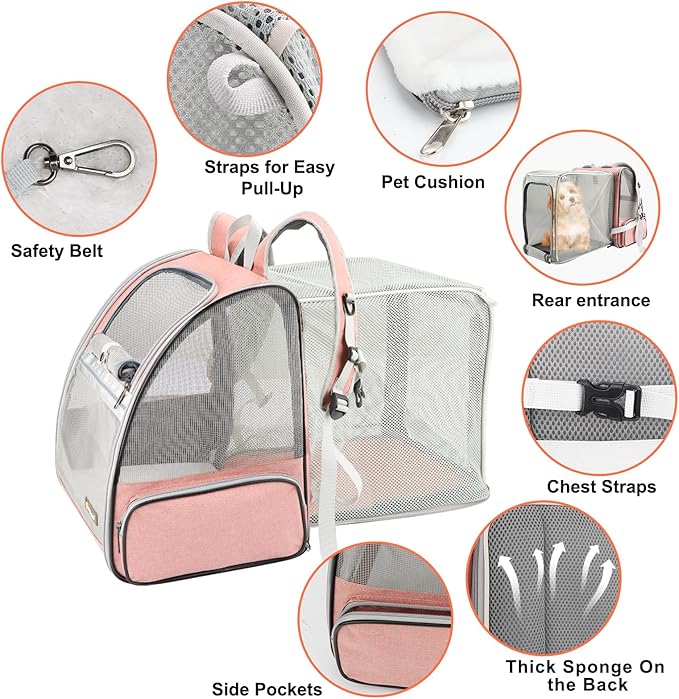 Texsens Innovative Traveler Bubble Backpack Pet Carriers with Upgraded Breathable &amp; Expandable Tent for Cats and Dogs