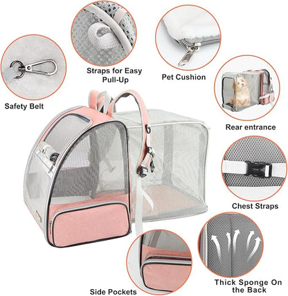 Texsens Innovative Traveler Bubble Backpack Pet Carriers with Upgraded Breathable &amp; Expandable Tent for Cats and Dogs