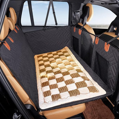 VClife Dog Bed Mat for Car Backseat Extender, Anti Slip Plaid Pet Bed Mat for Car Backseat Extender, Furry Dog Sofa Couch Cover, Washable Travel Dogs Bed for Cars, SUV, Small Truck, 59"×27.6"