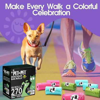 Pet N Pet 270 Counts Lavender Scented, Colorful Poop Bags for Dogs, 38% Plant Based &amp; 62% PE Dog Poop Bags Rolls, Extra Thick Dog Waste Bag, Doggy Bag