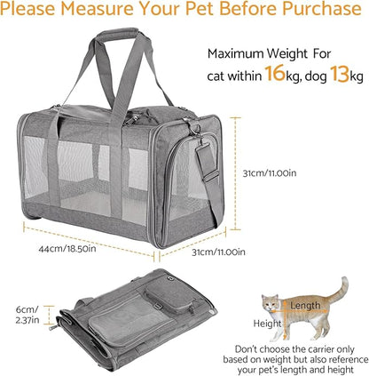 Airline-Approved Pet Carrier Cat Carrier Dog Carrier - Stylish Lightweight, Handheld &amp; Crossbody, Honeycomb Support, Anti-Escape Design for Travel, Walks &amp; Daily Outings