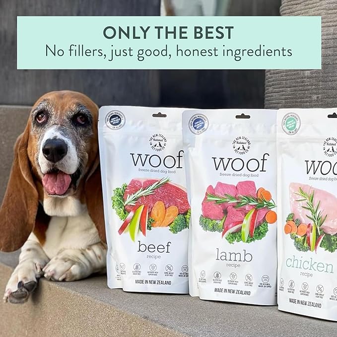 WOOF Freeze Dried Dog Food - Lamb Recipe, High Protein Dog Training Treats &amp; Meals, Dog Food Topper, 2.2 lb