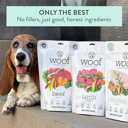 WOOF Freeze Dried Dog Food - Lamb Recipe, High Protein Dog Training Treats &amp; Meals, Dog Food Topper, 2.2 lb