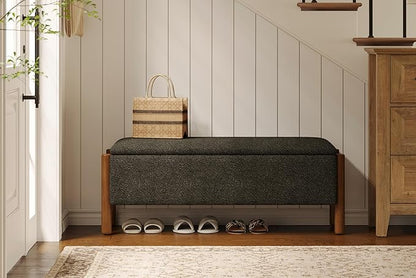 Modern Storage Benches with Walnut Wood Legs, 47&