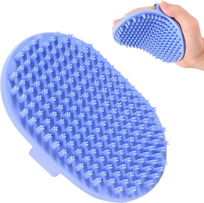 Dog Grooming Bath Brush, Pet Rubber Brush For Shower Scrubbing &amp; Soothing Massage, Ideal for Long &amp; Short Haired Dogs and Cats, Essential Puppy Grooming Accessories, Short Pins [We Love Doodles]