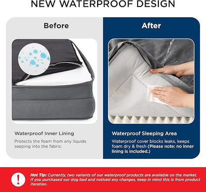 Bedsure Orthopedic Dog Bed Medium Size Dogs - Washable Medium Dog Cat Bed Waterproof, Comfort Pet Couch Sofa with Washable Removable Cover, Pets Bed with Nonskid Bottom, Plush-Blue, 28"