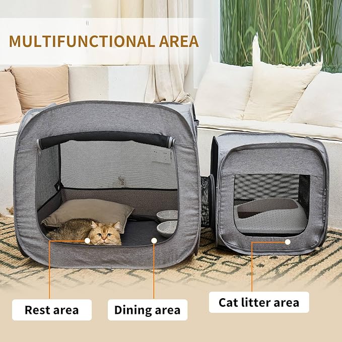 Portable Large Cat Playpen for Outdoor &amp; Indoor Cats Cage, Large Foldable Cat Tent, Fit Puppy, Dogs, Pets