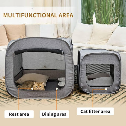Portable Large Cat Playpen for Outdoor &amp; Indoor Cats Cage, Large Foldable Cat Tent, Fit Puppy, Dogs, Pets