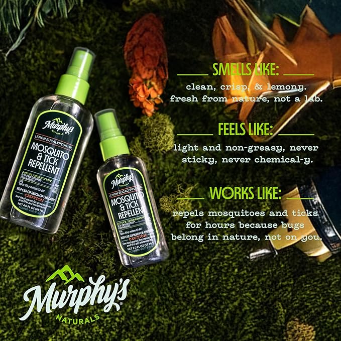 Murphy’s Naturals Mosquito &amp; Tick Repellent, Plant-Based DEET-Free Spray, Outdoor Essentials Kit 3-Pack, 1x4-ounce + 2x2-ounce Pumps, Limited Edition