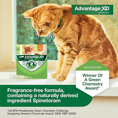 Advantage XD Small Cat Flea Prevention &amp; Treatment For Cats 1.8-9lbs. | 2-Topical Doses, 2-Months of Protection Per Dose
