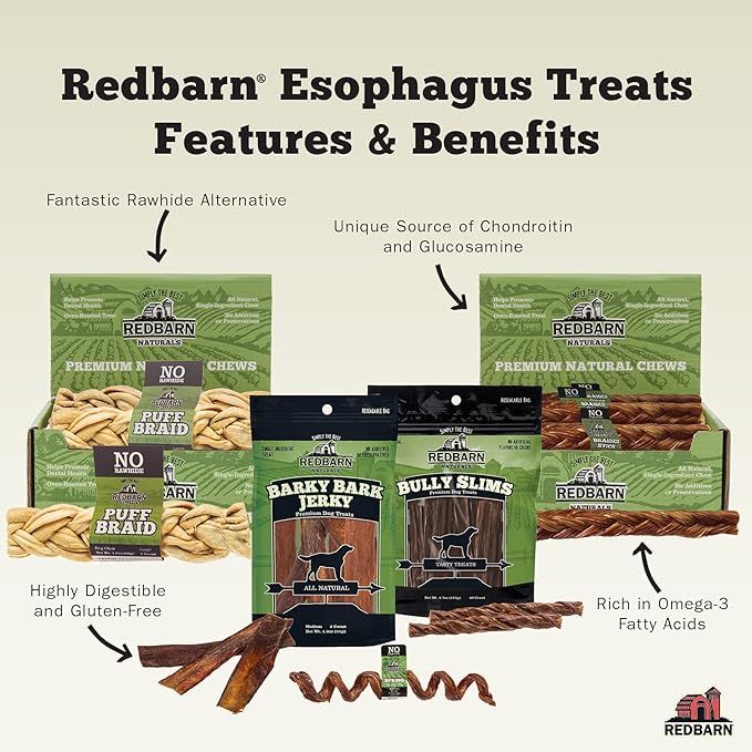Redbarn Pet Products All-Natural Barky Bark Beef Jerky for Dogs - Medium 4-5" Strips - Premium Grain-Free &amp; Rawhide-Free Treats w/Chondroitin &amp; Glucosamine for Joint Health - 6 Count