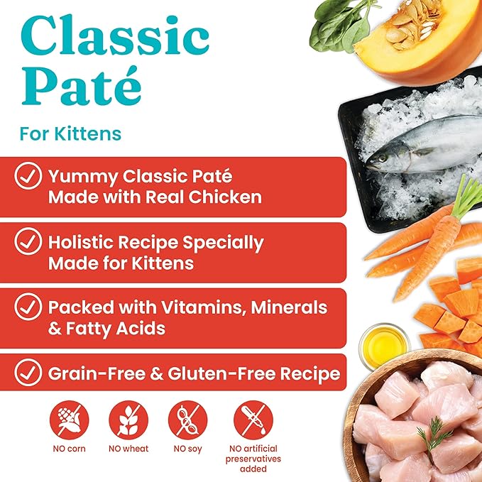 Solid Gold Wet Cat Food Pate for Kittens - Healthy Canned Cat Food Pate w/Real Chicken, Superfoods, Omega Fatty Acids, &amp; Vitamins - Grain Free &amp; Gluten Free Can Meals for Kittens - 24ct/3oz Can