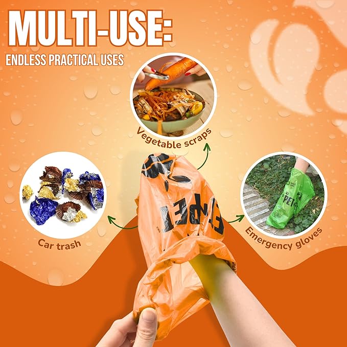 Pet N Pet 1080 Counts Orange Poop Bags for Dogs, 41% Plant Based &amp; 59% PE Extra Thick Dog Poop Bags Rolls, 9" x 13", Unscented Pet Waste Bag