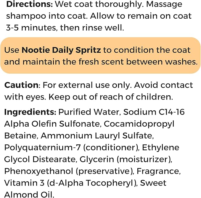 Nootie - Pet Shampoo for Sensitive Skin -�Revitalizes Dry Skin &amp; Coat - Natural Ingredients - Soap, Paraben &amp; Sulfate Free - Cleans &amp; Conditions