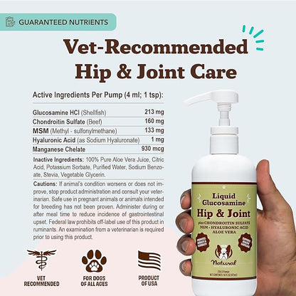 Natural Dog Company Liquid Glucosamine Hip &amp; Joint Oil for Dogs, 16 oz, Extra Strength Cartilage &amp; Joint Support, Helps Mobility and Eases Occasional Stiffness, Dog Vitamins &amp; Supplements