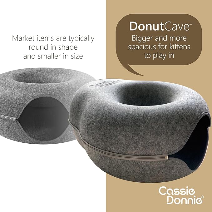 Premium Cat Bed caveTunnel Hiding Places for Indoor Cats(Large) Houses &amp; Condos. Washable100% Nontoxic Eco-Friendly. Spaciousfor 2 Cats
