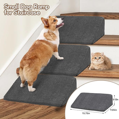 Dog Stairs &amp; Steps Ramps for High Beds 30 inches High Tall, LitaiL 6 Step Pet Stairs Steps for Small Large Dogs, Non-Slip Dog Ramps with 3 Pack Ramps for Staircase