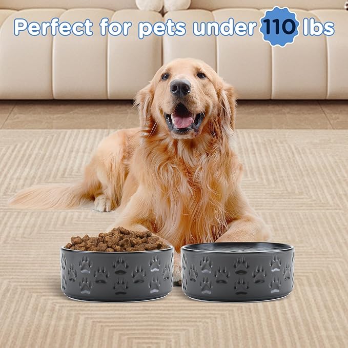 SPUNKYJUNKY Ceramic Dog Bowls 2 Pack, 8.3&