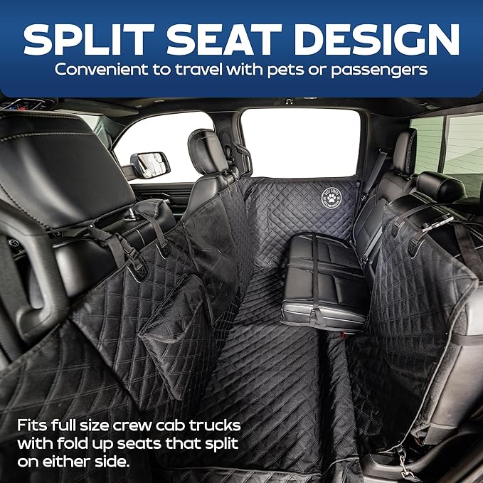 XL Floor Cover with Door Protection, 2025 Black – As Seen on Shark Tank – Fits Full‑Size Crew Cab Trucks with Fold‑Up Seats, Waterproof &amp; Machine Washable – Sturdy XL Dog Hammock for Truck