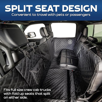 XL Floor Cover with Door Protection, 2025 Black – As Seen on Shark Tank – Fits Full‑Size Crew Cab Trucks with Fold‑Up Seats, Waterproof &amp; Machine Washable – Sturdy XL Dog Hammock for Truck